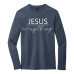  Long Sleeve T-Shirt Color: Heathered NavyDesign Color: White