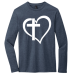  Long Sleeve T-Shirt Color: Heathered NavyDesign Color: White