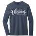  Long Sleeve T-Shirt Color: Heathered NavyDesign Color: White