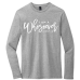  Long Sleeve T-Shirt Color: Light Heather GrayDesign Color: White