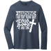  Long Sleeve T-Shirt Color: Heathered NavyDesign Color: White