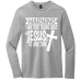  Long Sleeve T-Shirt Color: Light Heather GrayDesign Color: White