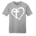  Shirt Color: Light Heather GrayDesign Color: White