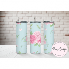 Blue Pink Flower Tumbler