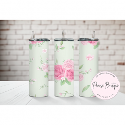 Green Pink Flower Tumbler