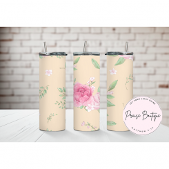 Peach Pink Flower Tumbler